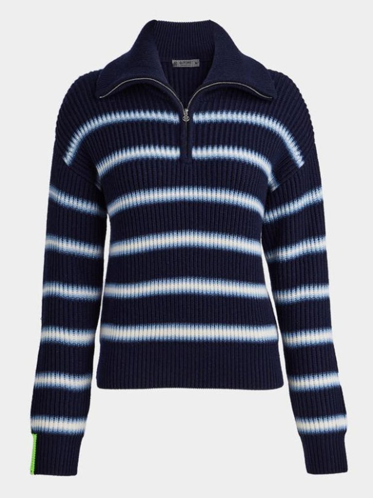 G/Fore Womens Gradient Stripe Funnel Neck Sweater Size M Wool Golf Qrtr Zip